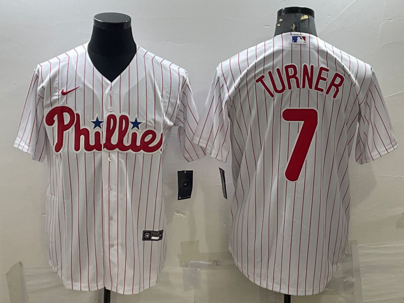 Men's Philadelphia Phillies Trea Turner #7 White Home Jersey